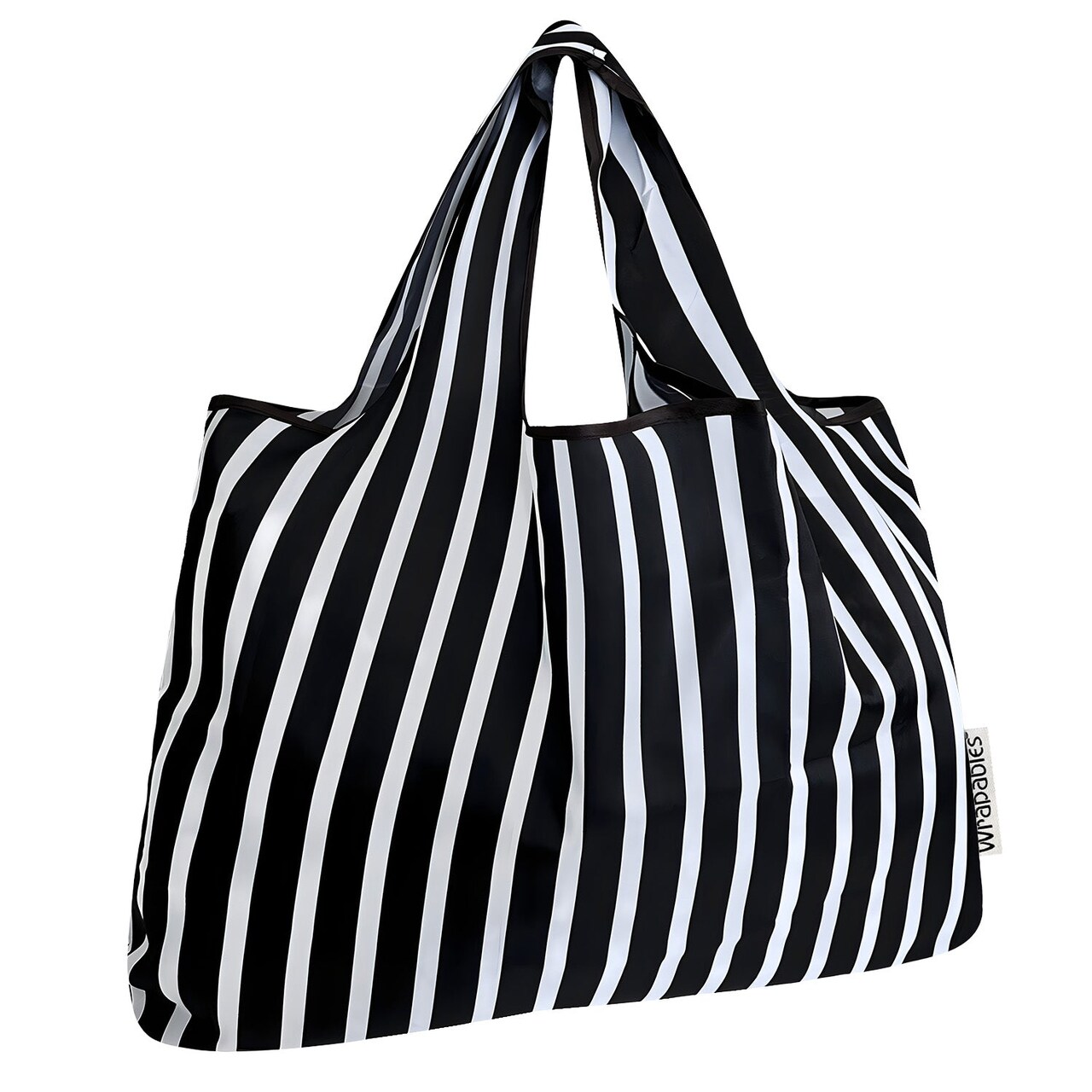 Wrapables Large Foldable Tote Nylon Reusable Grocery Bags, Stripes